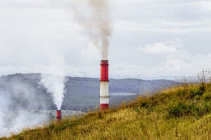 smokestack pollution, environmental lawsuit concept